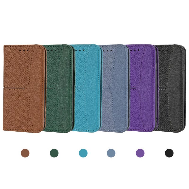 Folio-hoesje voor Samsung Galaxy S21 Ultra 5G Met Ketting Geweven Leren Stijl Met Bandjes