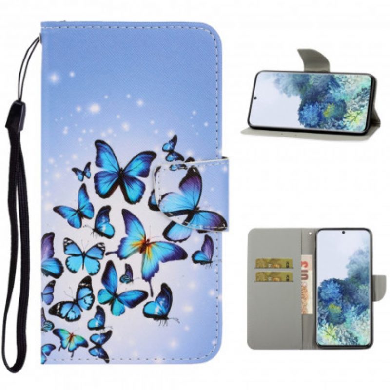 Folio-hoesje voor Samsung Galaxy S21 Ultra 5G Met Ketting Vlinderbandvariaties