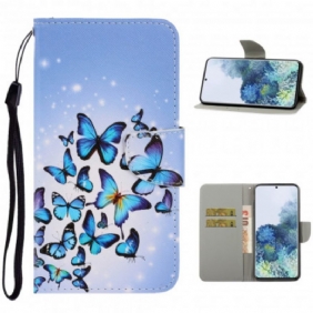 Folio-hoesje voor Samsung Galaxy S21 Ultra 5G Met Ketting Vlinderbandvariaties