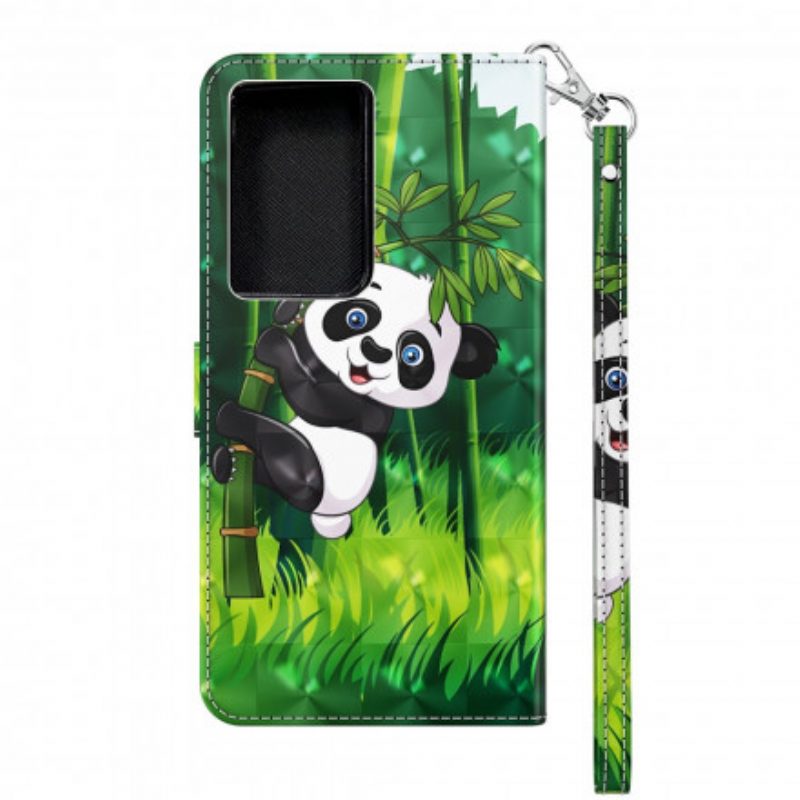 Folio-hoesje voor Samsung Galaxy S21 Ultra 5G Panda En Bamboe