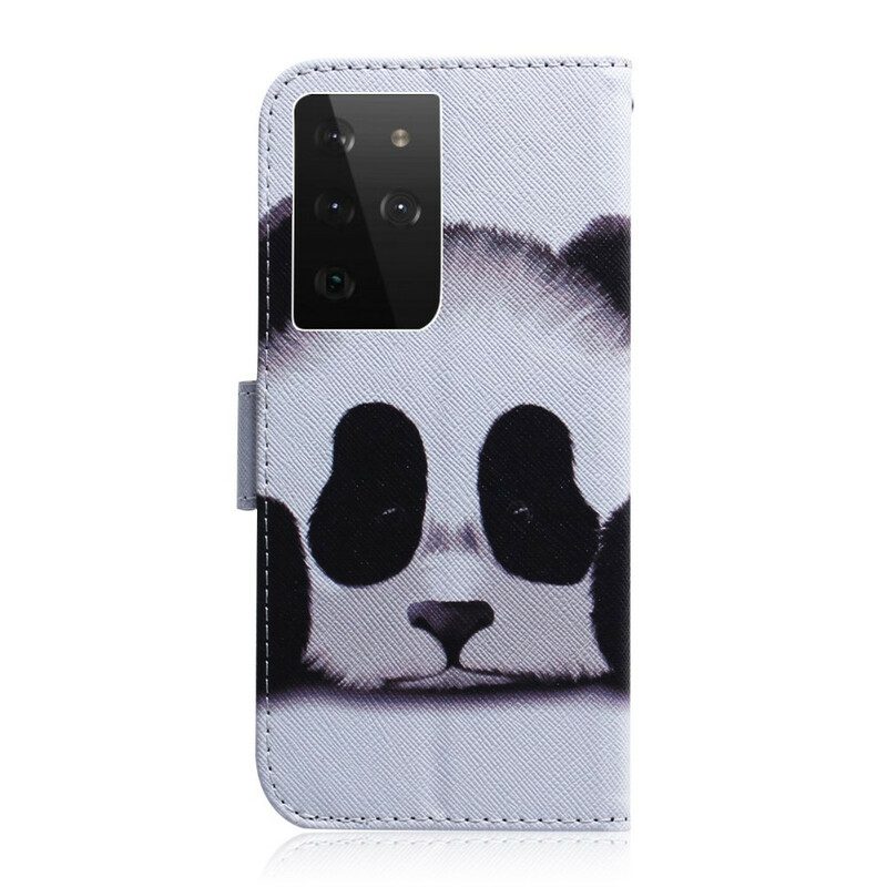 Folio-hoesje voor Samsung Galaxy S21 Ultra 5G Panda Gezicht