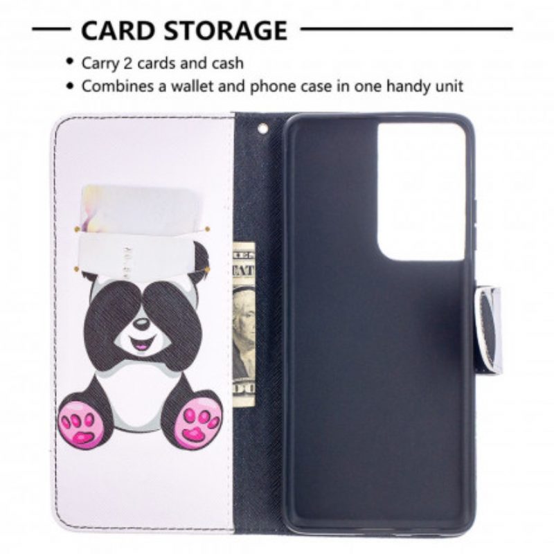 Folio-hoesje voor Samsung Galaxy S21 Ultra 5G Panda-plezier