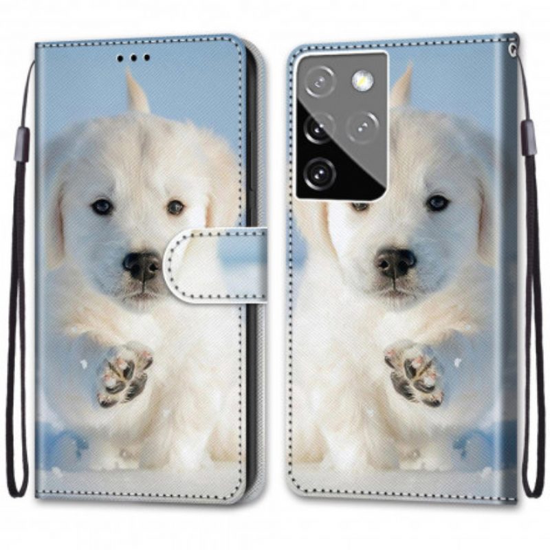 Folio-hoesje voor Samsung Galaxy S21 Ultra 5G Schattige Hond