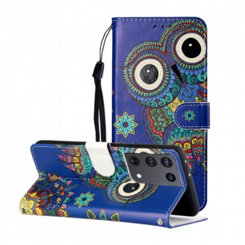 Folio-hoesje voor Samsung Galaxy S21 Ultra 5G Uil In Mandala