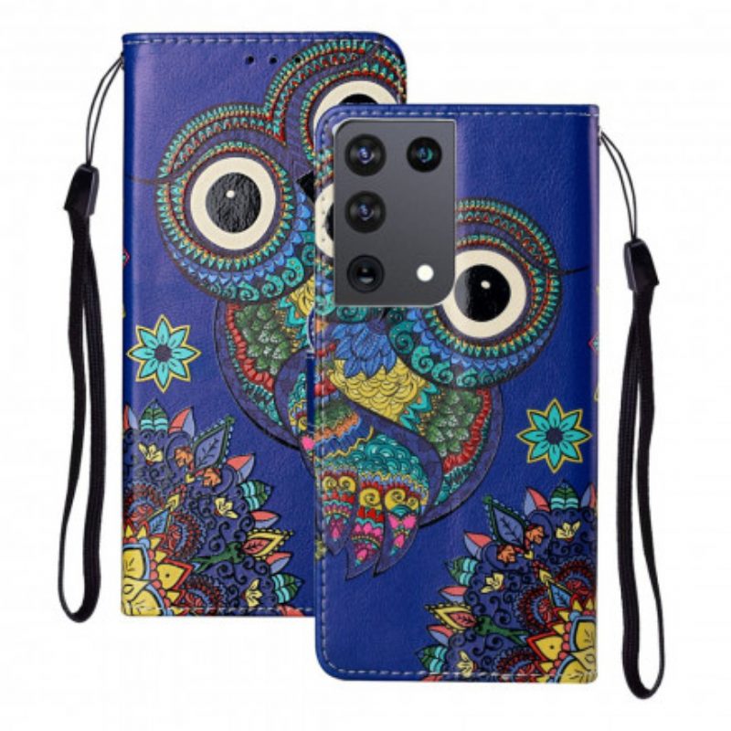 Folio-hoesje voor Samsung Galaxy S21 Ultra 5G Uil In Mandala