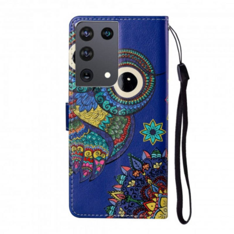 Folio-hoesje voor Samsung Galaxy S21 Ultra 5G Uil In Mandala