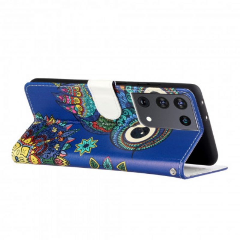 Folio-hoesje voor Samsung Galaxy S21 Ultra 5G Uil In Mandala