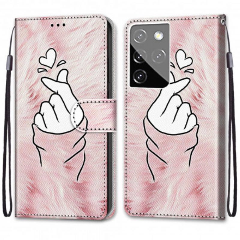 Folio-hoesje voor Samsung Galaxy S21 Ultra 5G Vinger Hart