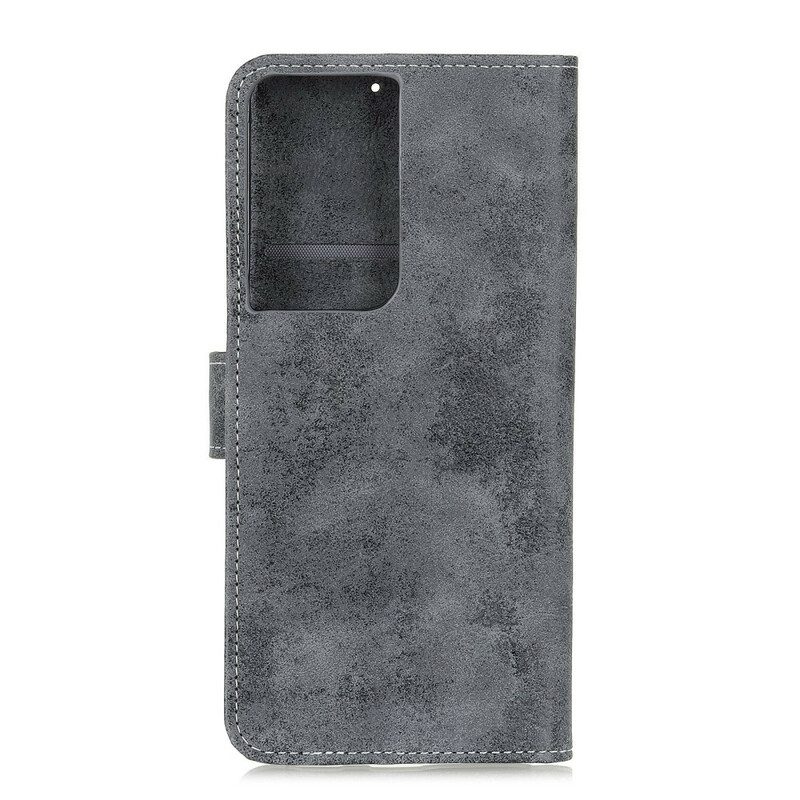 Folio-hoesje voor Samsung Galaxy S21 Ultra 5G Vintage Kunstleer