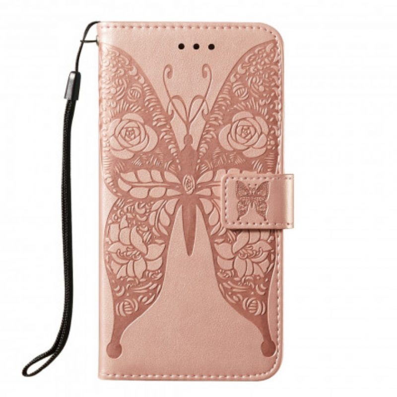 Folio-hoesje voor Samsung Galaxy S21 Ultra 5G Vlinders Bloemenpatroon