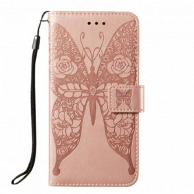 Folio-hoesje voor Samsung Galaxy S21 Ultra 5G Vlinders Bloemenpatroon