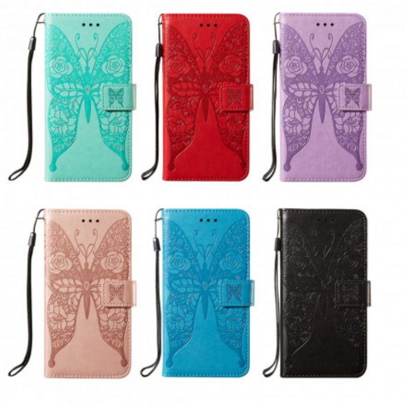 Folio-hoesje voor Samsung Galaxy S21 Ultra 5G Vlinders Bloemenpatroon