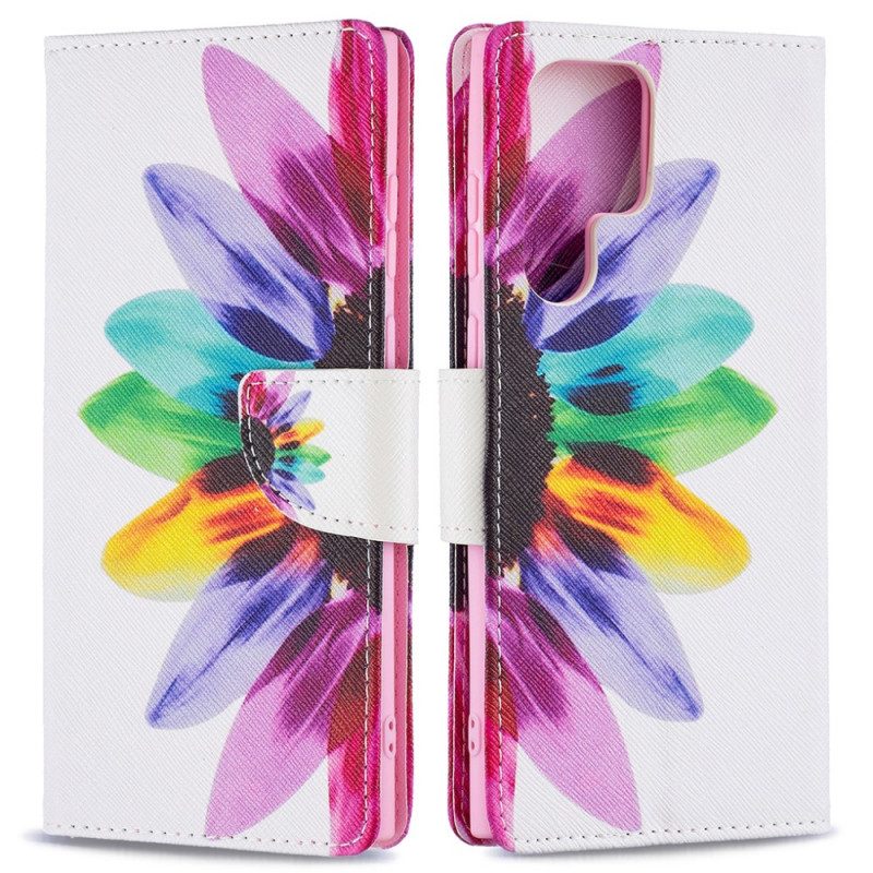 Folio-hoesje voor Samsung Galaxy S21 Ultra 5G Waterverf Bloem