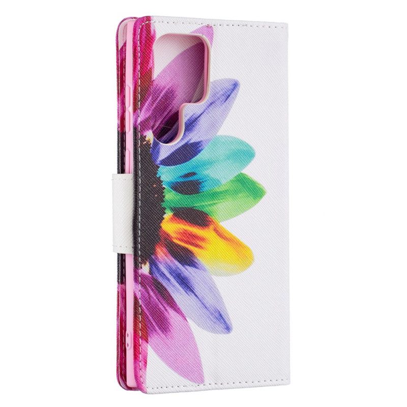 Folio-hoesje voor Samsung Galaxy S21 Ultra 5G Waterverf Bloem