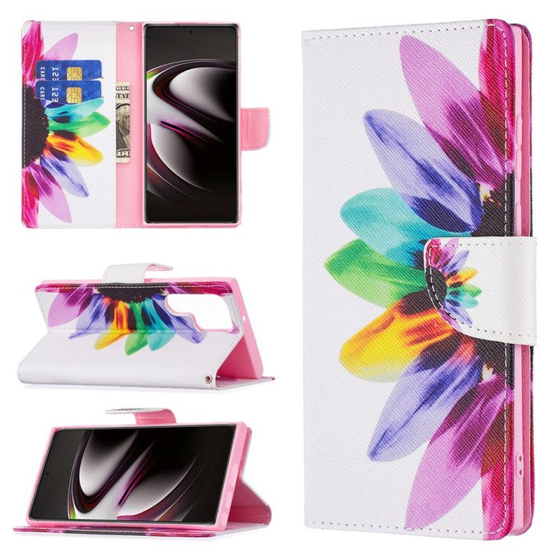 Folio-hoesje voor Samsung Galaxy S21 Ultra 5G Waterverf Bloem