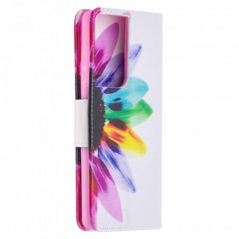 Folio-hoesje voor Samsung Galaxy S21 Ultra 5G Waterverf Bloem