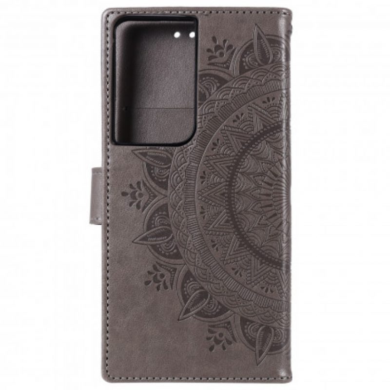 Folio-hoesje voor Samsung Galaxy S21 Ultra 5G Zon Mandala