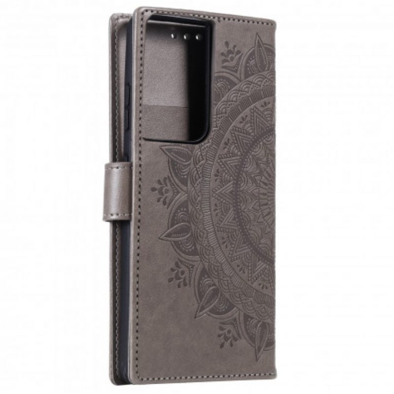 Folio-hoesje voor Samsung Galaxy S21 Ultra 5G Zon Mandala