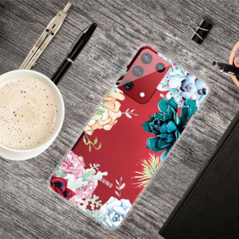 Hoesje voor Samsung Galaxy S21 Ultra 5G Aquarel Bloemen