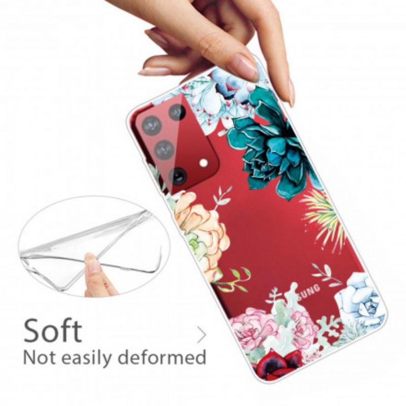 Hoesje voor Samsung Galaxy S21 Ultra 5G Aquarel Bloemen