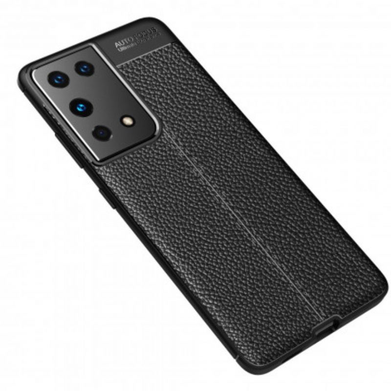 Hoesje voor Samsung Galaxy S21 Ultra 5G Dubbellijnig Litchi-leereffect