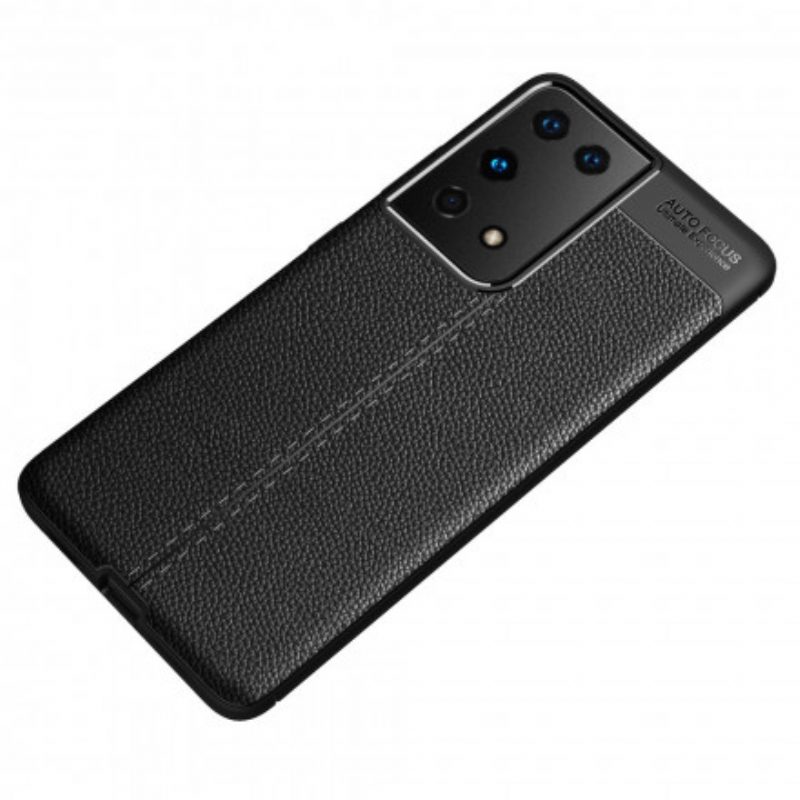 Hoesje voor Samsung Galaxy S21 Ultra 5G Dubbellijnig Litchi-leereffect