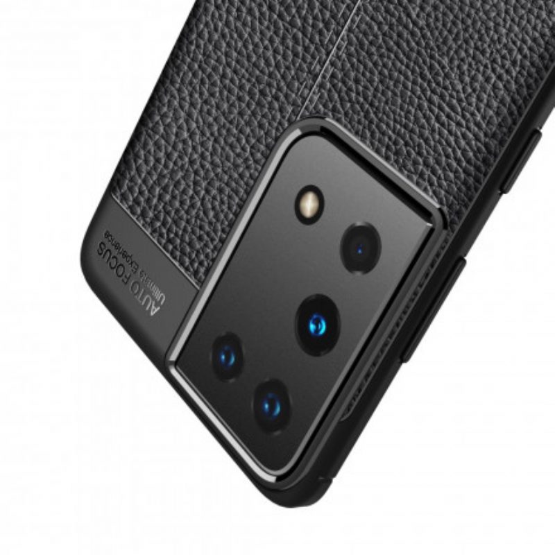 Hoesje voor Samsung Galaxy S21 Ultra 5G Dubbellijnig Litchi-leereffect