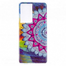 Hoesje voor Samsung Galaxy S21 Ultra 5G Fluorescerende Kleurrijke Mandala