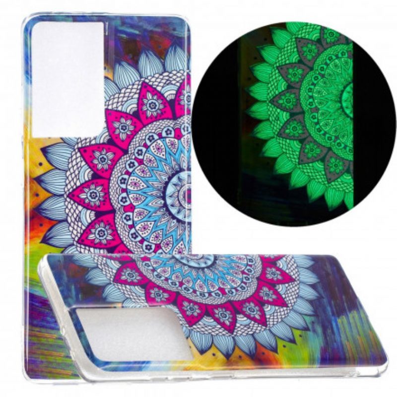 Hoesje voor Samsung Galaxy S21 Ultra 5G Fluorescerende Kleurrijke Mandala