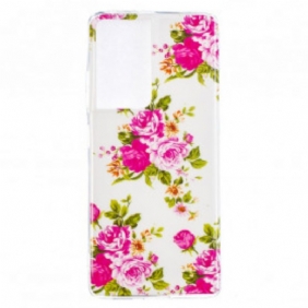 Hoesje voor Samsung Galaxy S21 Ultra 5G Fluorescerende Vrijheidsbloemen