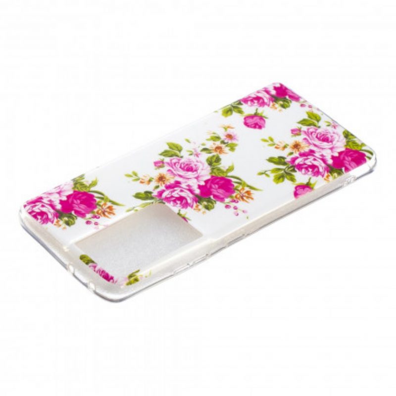 Hoesje voor Samsung Galaxy S21 Ultra 5G Fluorescerende Vrijheidsbloemen