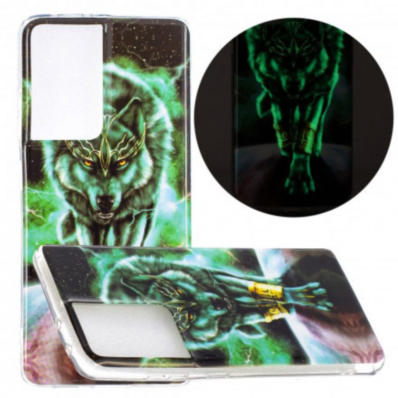 Hoesje voor Samsung Galaxy S21 Ultra 5G Fluorescerende Wolf-serie