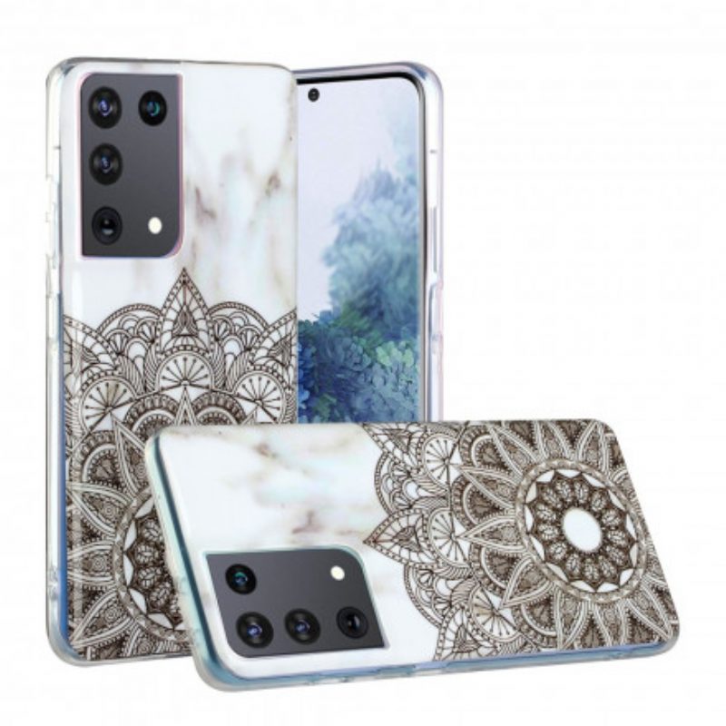 Hoesje voor Samsung Galaxy S21 Ultra 5G Gemarmerde Mandala