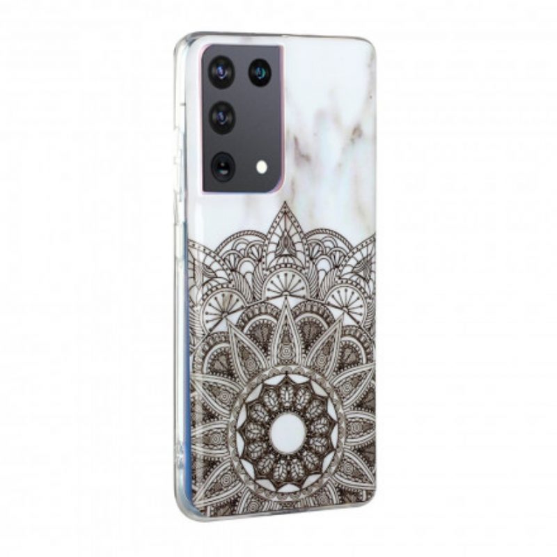 Hoesje voor Samsung Galaxy S21 Ultra 5G Gemarmerde Mandala