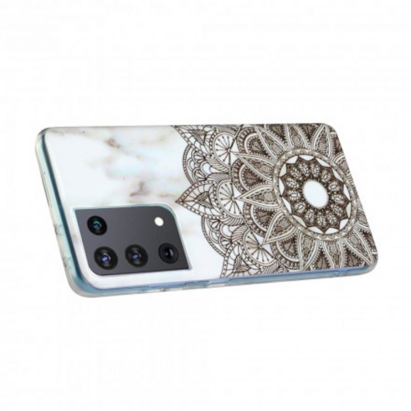 Hoesje voor Samsung Galaxy S21 Ultra 5G Gemarmerde Mandala