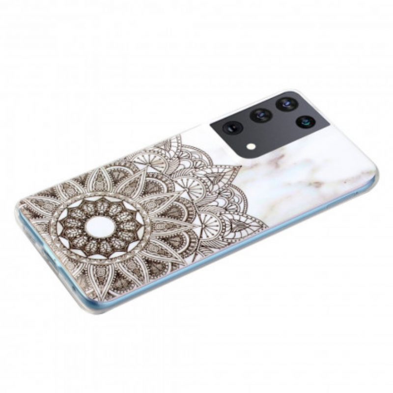 Hoesje voor Samsung Galaxy S21 Ultra 5G Gemarmerde Mandala