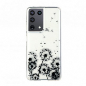 Hoesje voor Samsung Galaxy S21 Ultra 5G Naadloze Zwarte Paardebloemen