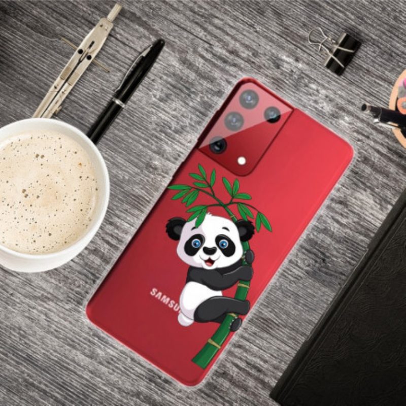 Hoesje voor Samsung Galaxy S21 Ultra 5G Panda Op Bamboe