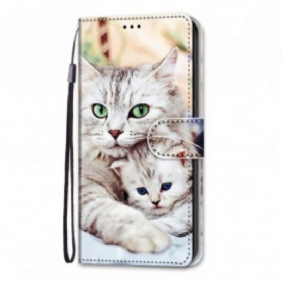 Leren Hoesje voor Samsung Galaxy S21 Ultra 5G Katten Familie