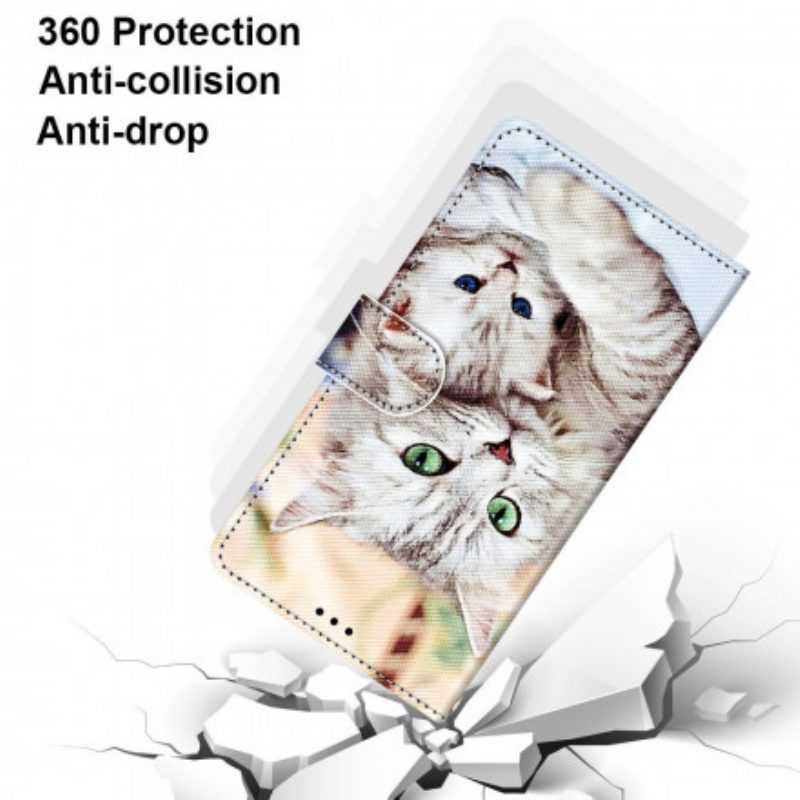 Leren Hoesje voor Samsung Galaxy S21 Ultra 5G Katten Familie