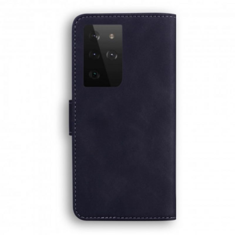 Leren Hoesje voor Samsung Galaxy S21 Ultra 5G Monochroom Leereffect