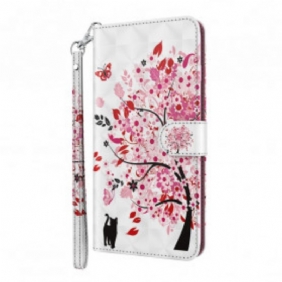 Leren Hoesje voor Samsung Galaxy S21 Ultra 5G Roze Boom