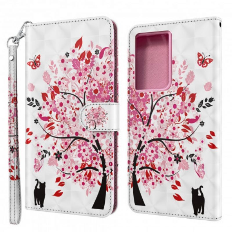 Leren Hoesje voor Samsung Galaxy S21 Ultra 5G Roze Boom