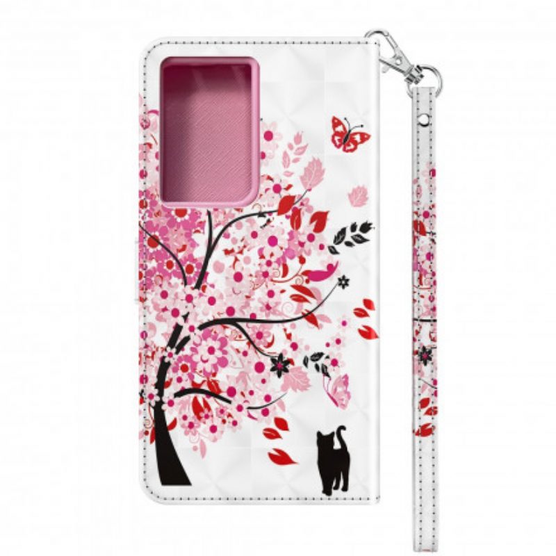 Leren Hoesje voor Samsung Galaxy S21 Ultra 5G Roze Boom