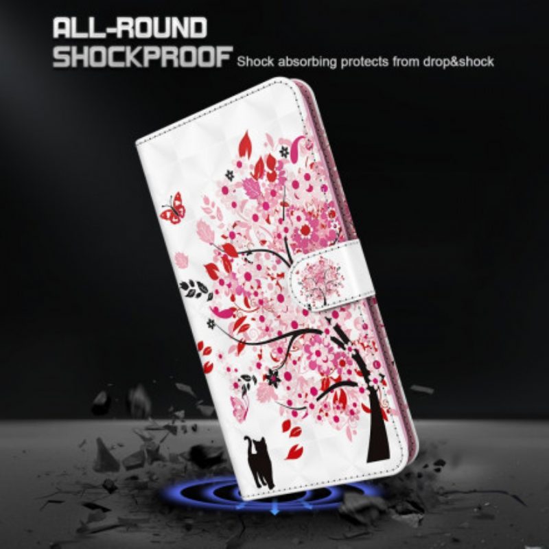 Leren Hoesje voor Samsung Galaxy S21 Ultra 5G Roze Boom