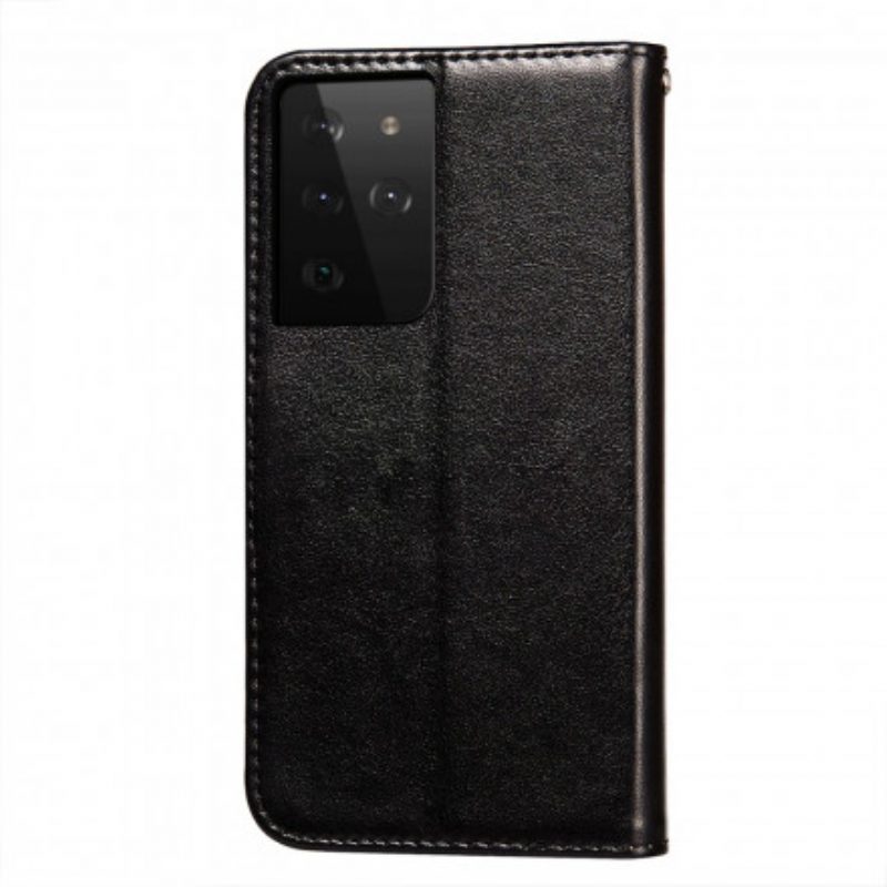 Leren Hoesje voor Samsung Galaxy S21 Ultra 5G Stijl Lederen Gesp Omkeerbaar