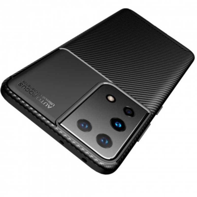 Telefoonhoesje voor Samsung Galaxy S21 Ultra 5G Flexibele Koolstofvezeltextuur