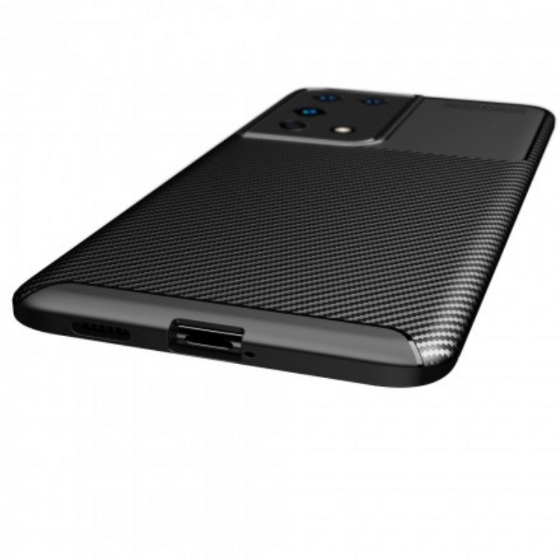 Telefoonhoesje voor Samsung Galaxy S21 Ultra 5G Flexibele Koolstofvezeltextuur