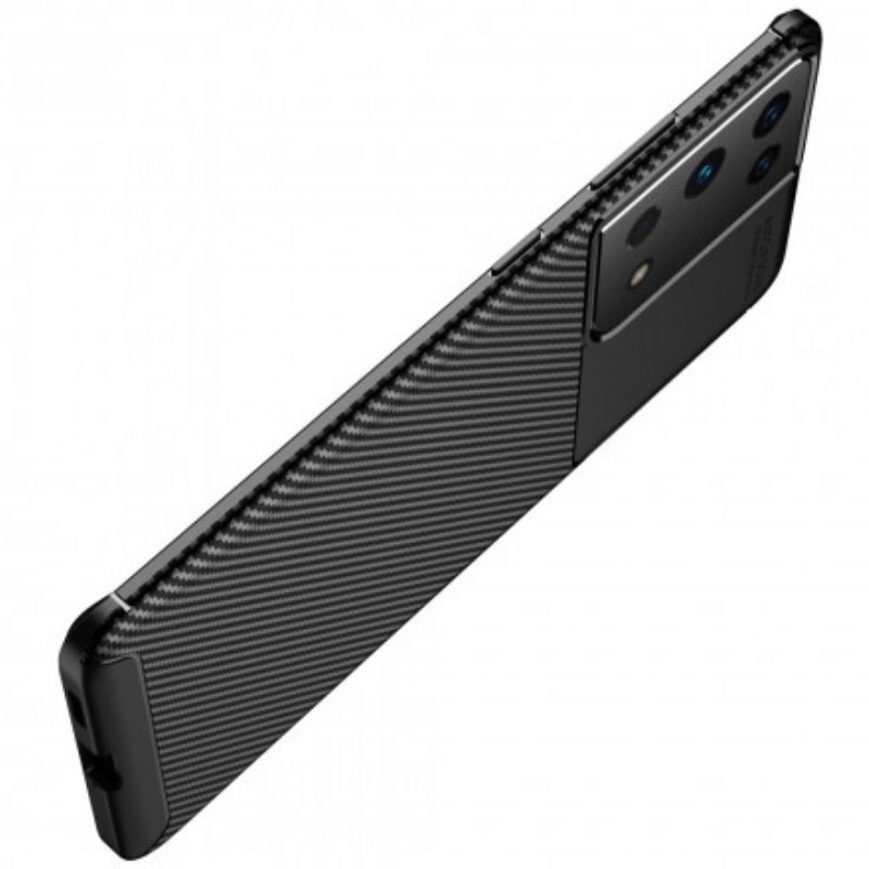 Telefoonhoesje voor Samsung Galaxy S21 Ultra 5G Flexibele Koolstofvezeltextuur