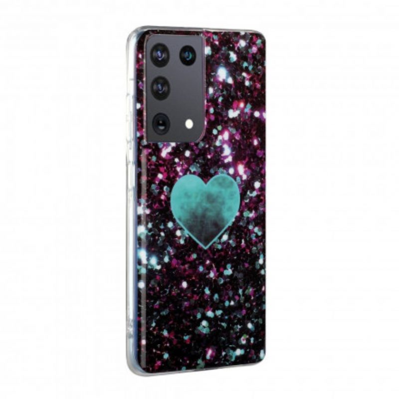 Telefoonhoesje voor Samsung Galaxy S21 Ultra 5G Glitter Marmeren Hart